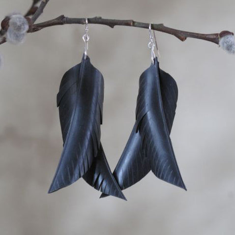 Swallow's Tail Bicycle Tire Inner Tube Earrings - Main Image