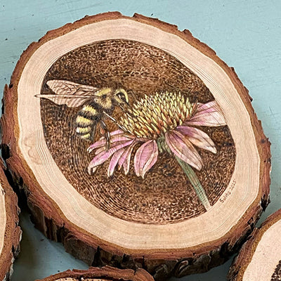 Wood "Bugs on Flowers" Art Series