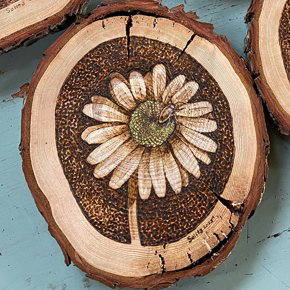 Wood "Bugs on Flowers" Art Series