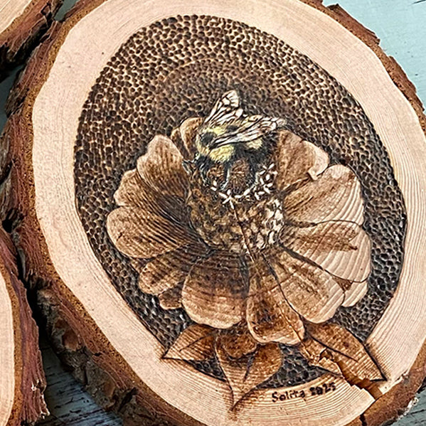 Wood "Bugs on Flowers" Art Series