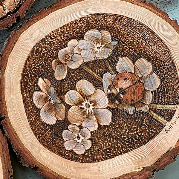 Wood "Bugs on Flowers" Art Series