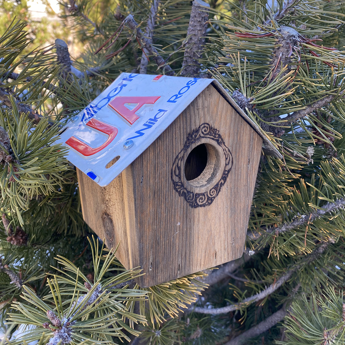 Short Recycled License Plate Birdhouse