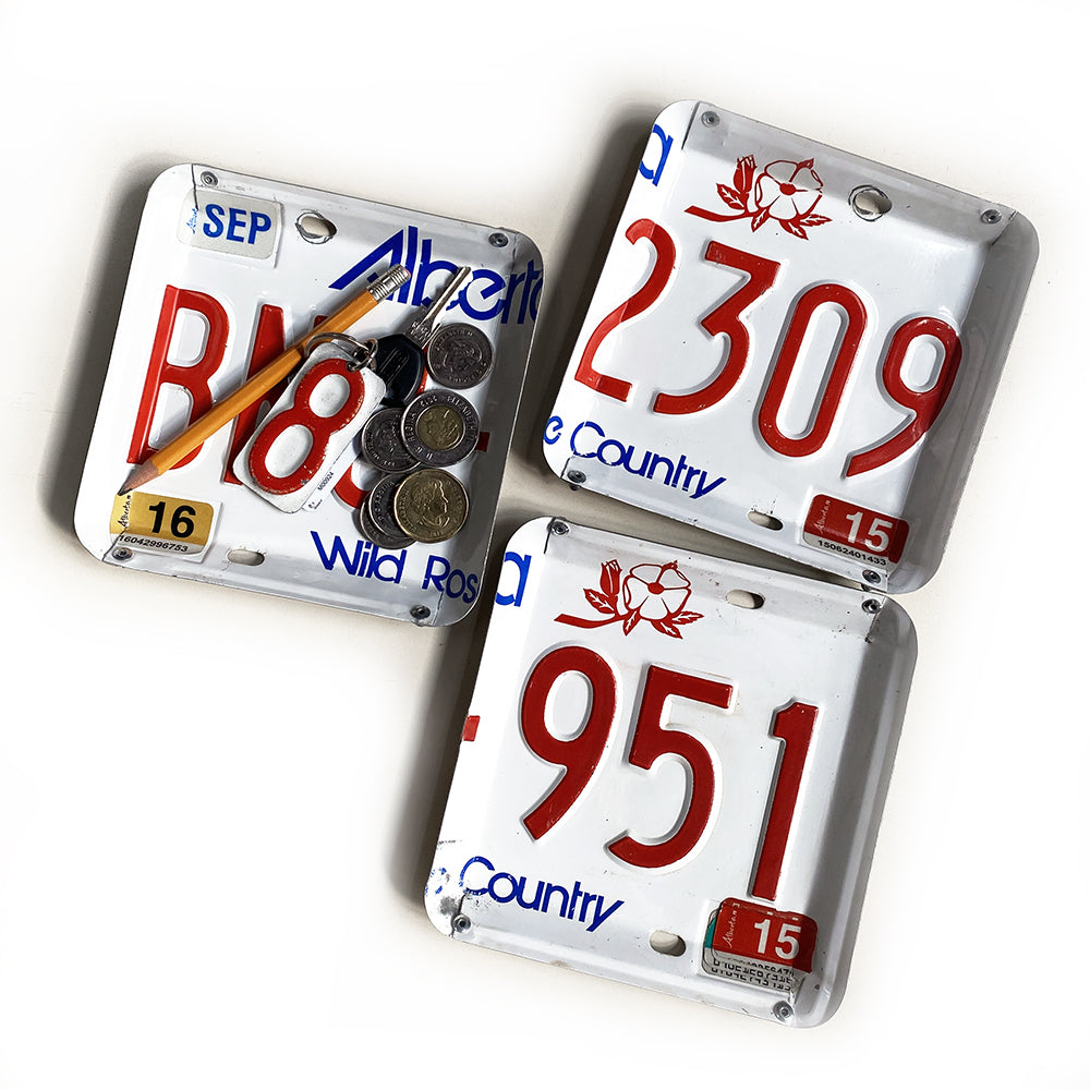 Square Recycled License Plate Tray