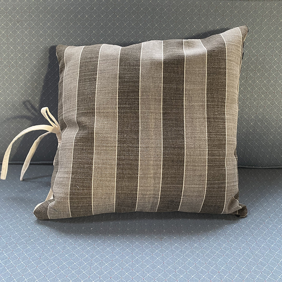 Linen Pillow with Leather Detail
